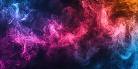 Abstract colorful, multicolored smoke spreading, bright background for advertising or design, wallpaper for gadget. Neon lighted smoke texture, blowing clouds. Modern designed , ai
