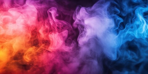 Obraz premium Abstract colorful, multicolored smoke spreading, bright background for advertising or design, wallpaper for gadget. Neon lighted smoke texture, blowing clouds. Modern designed , ai