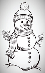 cute friendly snowman for coloring book for kids