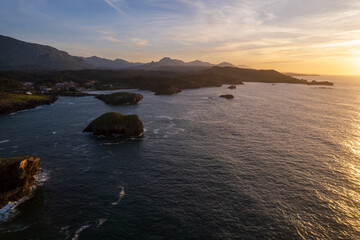 Aerial view of Spanish coast in Asturias on north of Spain
