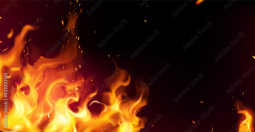 Poster Fire flames and effects realistic background