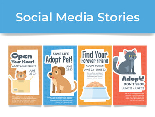 Banners for an Adopt a Pet event at a local animal shelter, encouraging community participation.