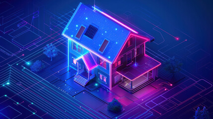 Fototapeta premium A smart home with interconnected devices, illustrating the future of residential technology and innovation.