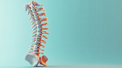 Anatomy of the human vertebral column isolated on a simple color background, leaving space for medical descriptions.