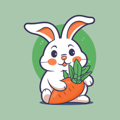 Illustration of a cute bunny holding a carrot