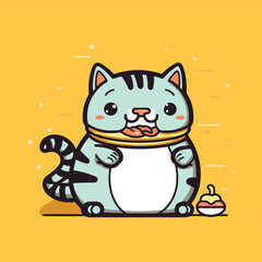 illustration of a cute foodie cat