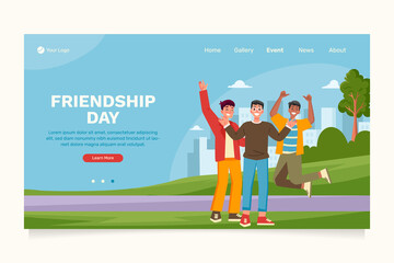 Hand drawn flat friendship day landing page