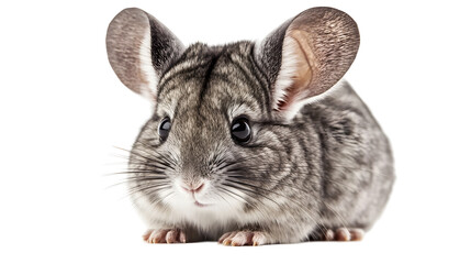 Photography of a Captivating Gray Chinchilla on Isolated White Background transparent png