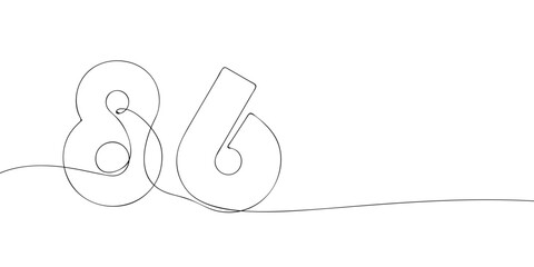 A single line drawing of a eighty six symbol. Continuous line eighty sixth number icon. One line icon. Vector illustration.