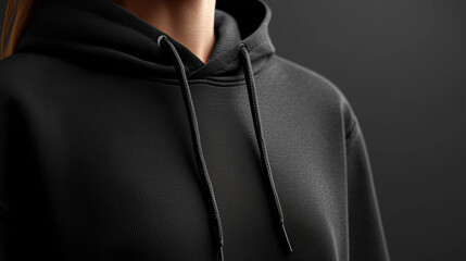Black hoodie mockup showing both front and back perspectives on a transparent background, available as a PNG file for artwork and design use.