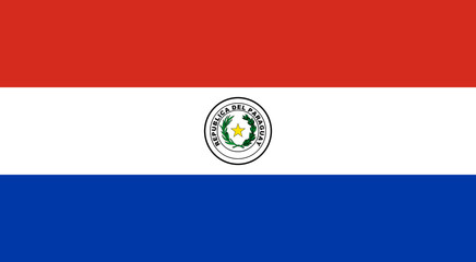 Fototapeta premium Paraguay vector flag. Accurate dimensions and official colors. This file is suitable for digital editing and printing of any size.