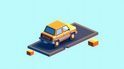 Car game 3d pixel cartoon
