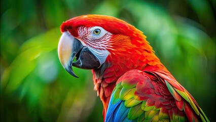 Hybrid macaw with vibrant colors, a mix between a Great Green Macaw and a Scarlet Macaw, Hybrid, Macaw, Crossbreed