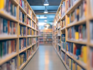 Blurred bookstore background