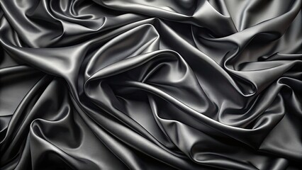 Obraz premium Luxurious black silk satin cloth with elegant drapery folds , Luxury, Background, Black, Silk, Satin, Material, Texture