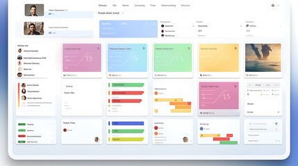 A digital kanban board with tasks and progress updates, showcasing efficient project management in remote collaboration.