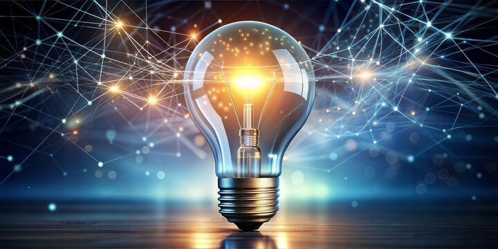 abstract scientific illustration featuring a light bulb to symbolize new ideas and innovation.