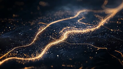 A mesmerizing view of glowing light trails weaving through a dark landscape, symbolizing connectivity and movement.