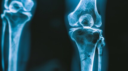 An X-ray image of human knee joints, presenting a clear view of the bones and structure, crucial for medical analysis and diagnosis.