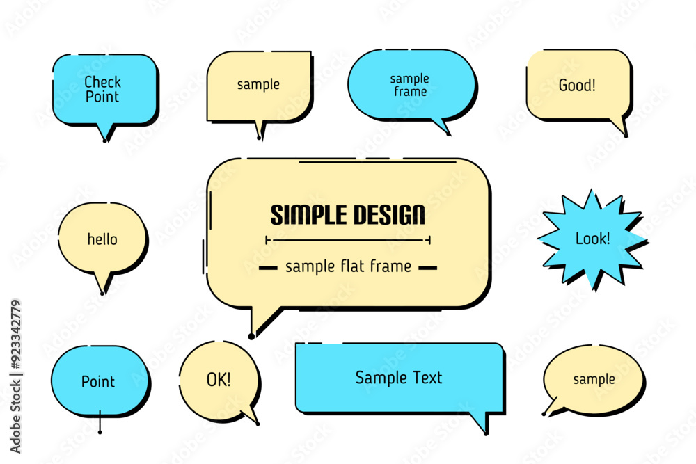 Poster a set of speech bubbles with different shapes and text samples inside