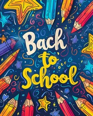 colorful text back to school on chalkboard