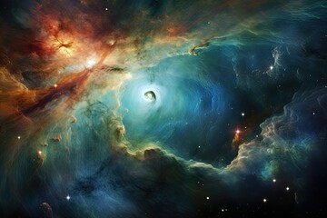 Universe filled with stars, nebula and galaxy. Background banner. Ai generative