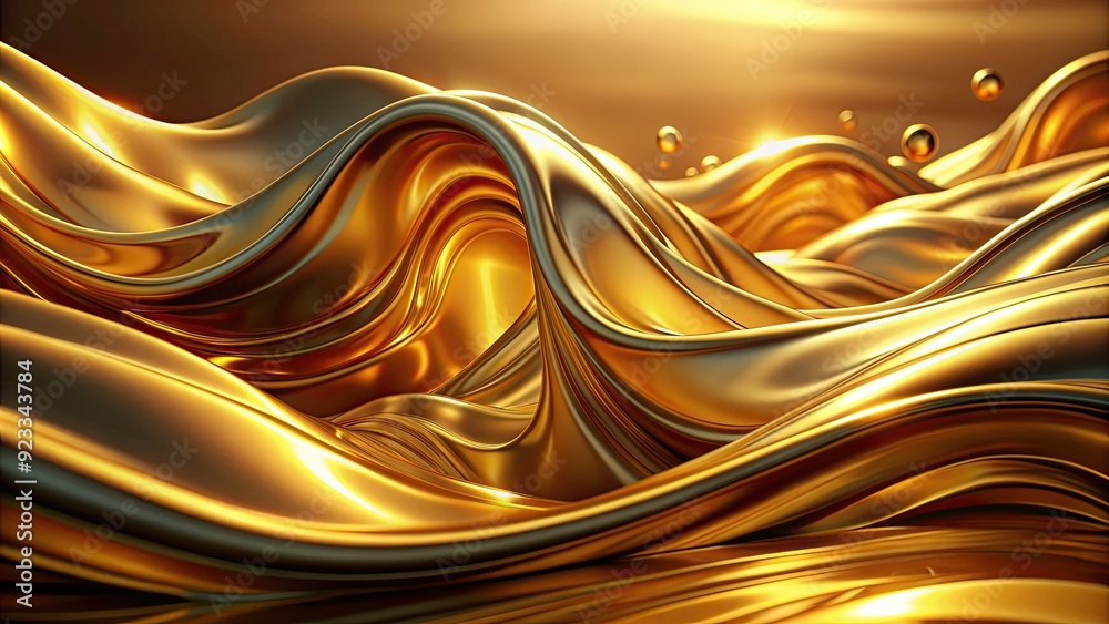 Sticker Liquid gold elegance with abstract waves in a surreal display, liquid, gold, elegance, abstract, waves, surreal, display, art