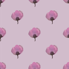 Seamless vector pattern of elegant purple violets