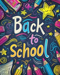 Naklejka premium colorful back to school text poster