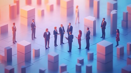 Business Meeting in a Futuristic Environment.