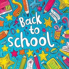 colorful text back to school on chalkboard