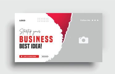 Corporate YouTube video thumbnail and business web banner template	