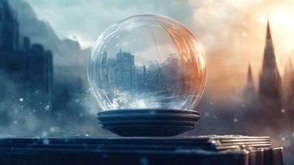 Ominous Vision: Crystal Ball Revealing a Dystopian Future