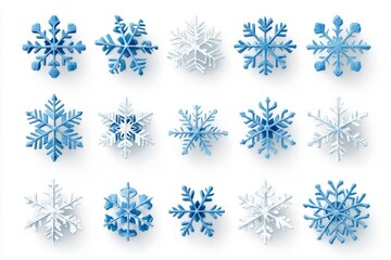 Snowflake vector image with light blue color set , white background	
