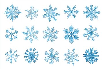 Snowflake vector image with light blue color set , white background	
