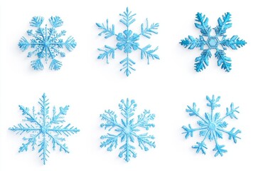 Snowflake vector image with light blue color set , white background	

