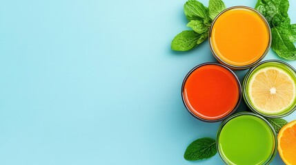 Healthy juice cleanse flat design top view wellness theme animation Triadic Color Scheme