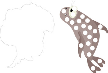 Cartoon seal and Antarctica, illustration