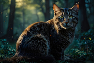 a captivating illustration of a dark furred cat