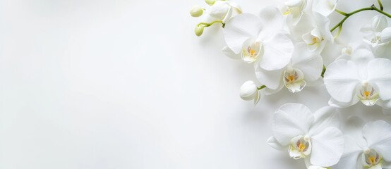 Beautiful white orchid flowers on a white background