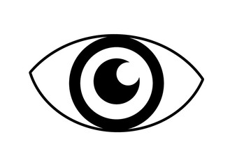 Vector illustration of eye, black and white eye, line eye