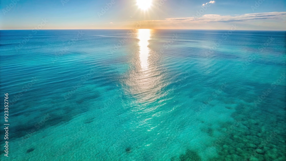 Canvas Prints Aerial view of calm turquoise ocean water with sun reflection, sea, top view, ocean, water, aerial, blue, nature, horizon, waves