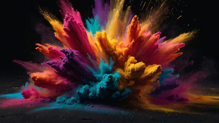 Obraz premium a colourful explosion of powder on a black background