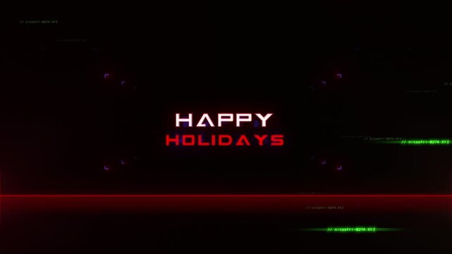 A vibrant and festive image with black and red background featuring Happy Holidays written in red neon lights. A cheerful and inviting greeting for the holiday season
