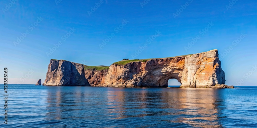 Sticker Iconic natural landmark, Rocher Perce rock in Gaspe Peninsula, Quebec