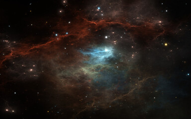 Fantasy space nebula. Giant interstellar cloud with stars