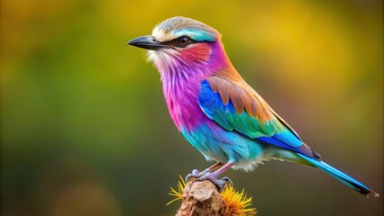 Fototapeta premium Vibrant lilac-breasted roller bird isolated on background, lilac-breasted roller, bird, colorful, vibrant