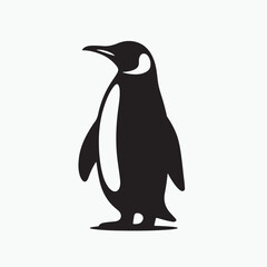 A minimalist black and white silhouette of a penguin, facing right. It's simple and elegant, perfect for any project that needs a touch of the arctic. 