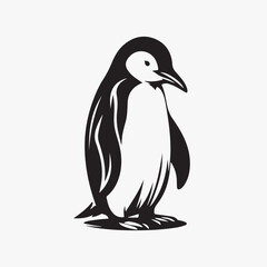 A sleek and minimalist vector illustration of a penguin in black and white. Perfect for branding, logos, and designs with a touch of elegance. 