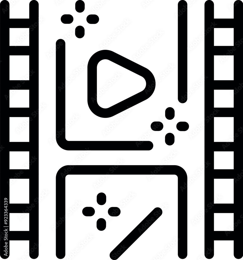 Poster representation of the video game level design process, incorporating elements like ladders and a pla